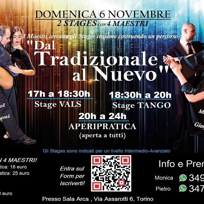 Due stage di tango argentino a Torino con quattro maestri