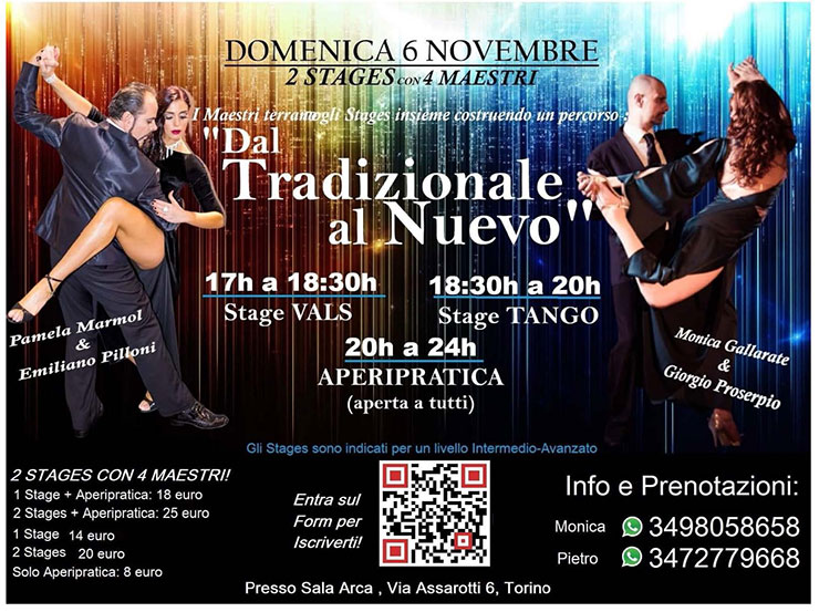 Due stage di tango argentino a Torino con quattro maestri